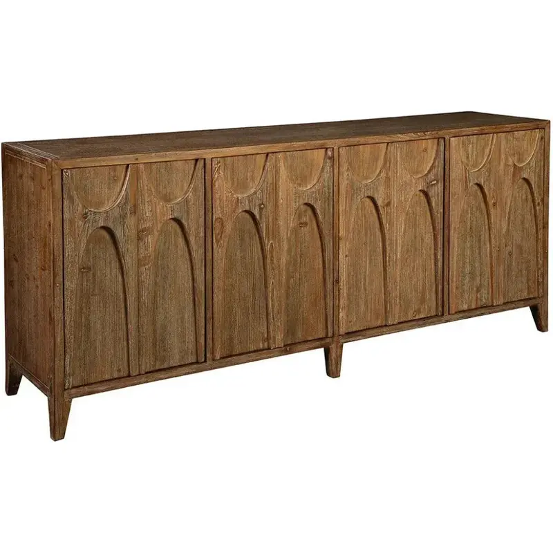 Roslyn Mid-Century Sideboard With Tapered Legs And Walnut Veneer 1