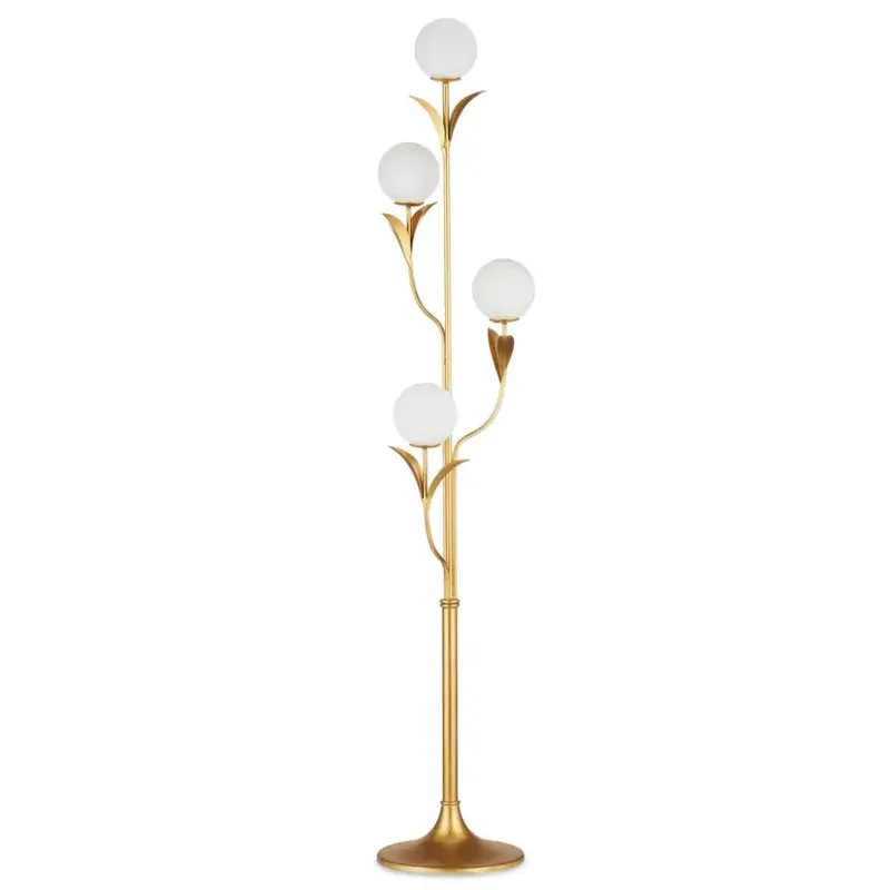 Rossville Modern Gold Floor Lamp With Linear Silhouette 1