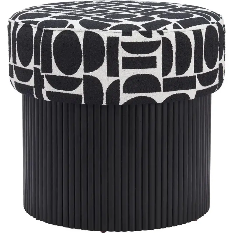 Round Fabric Storage Ottoman – Compact Living Room Essential 1