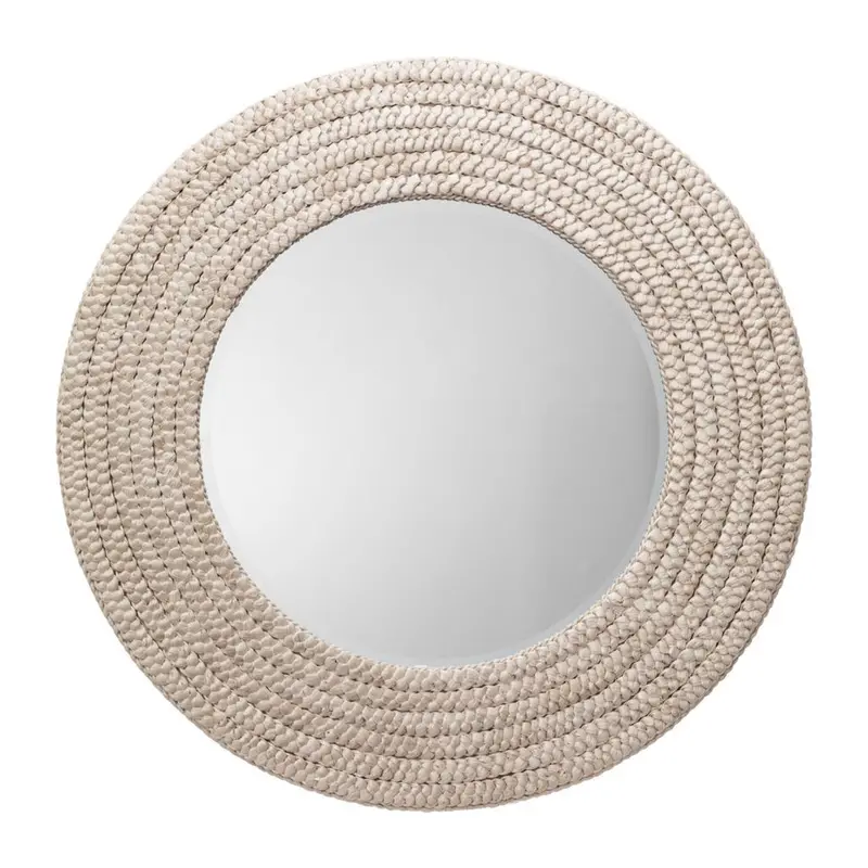 Round Hand-Woven Seagrass Wall Mirror Inspired By Coastal Meadows 1