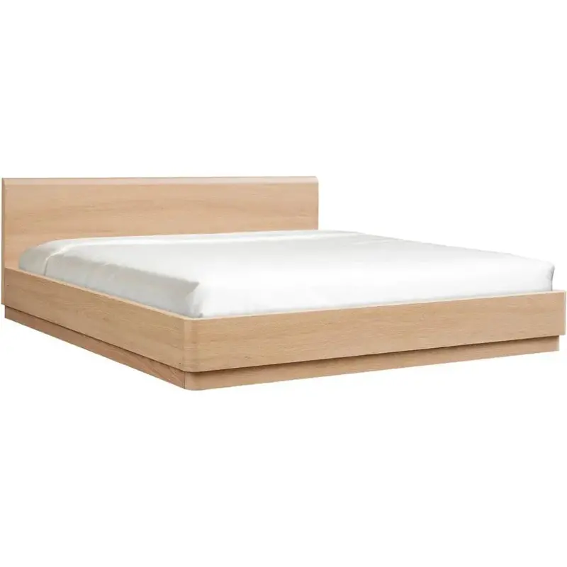 Round Off Light Brown Wooden Bed Frame – Low Profile 1