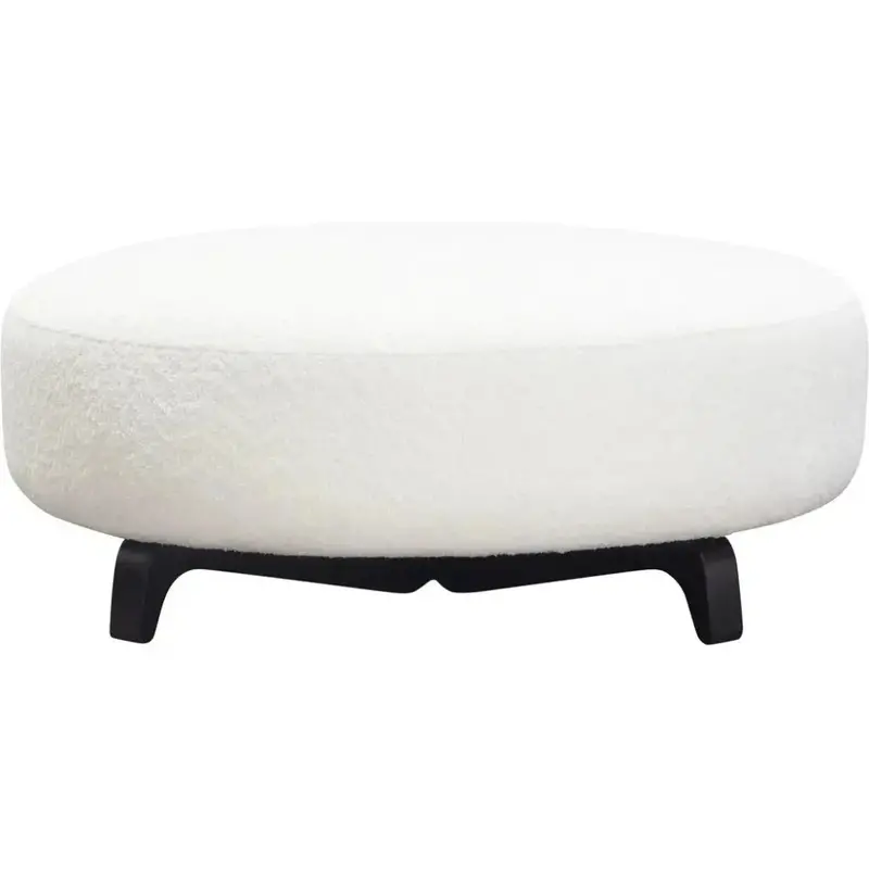 Round White Bouclé Sherpa Ottoman Table 1