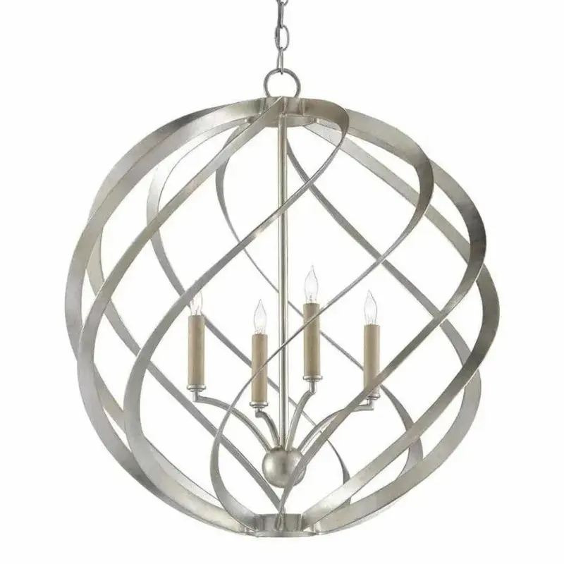 Roussel Orb Chandelier With Elegant Silver Leaf Finish 1