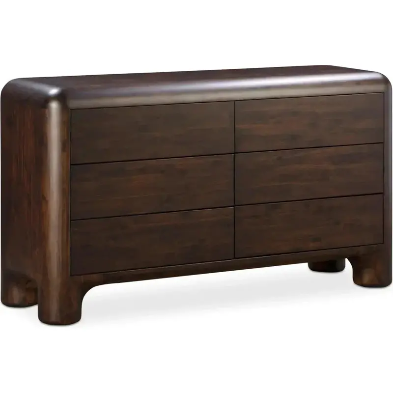 Rowan Dark Brown Solid Wood 6-Drawer Dresser 1