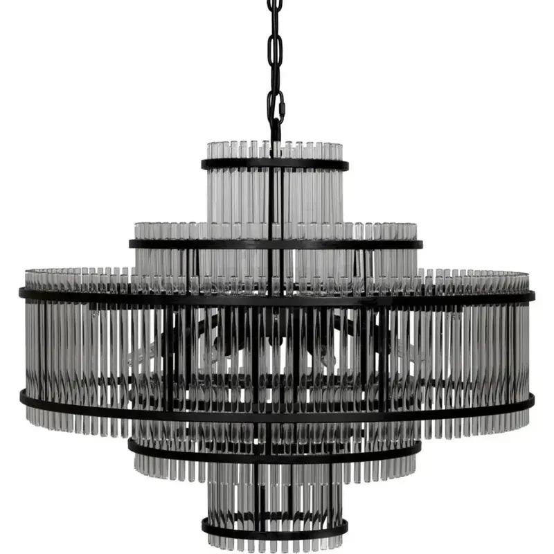 Rowan Steel And Clear Glass Modern Chandelier 1