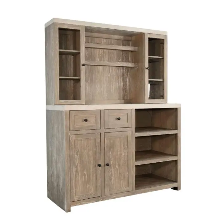 Rowan Wood Bar Cabinet Featuring Optional Hutch Addition 1