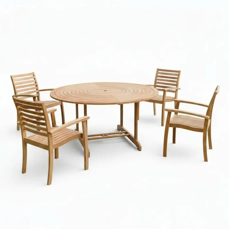 Royal 5-Piece Teak Round Patio Dining Set 1