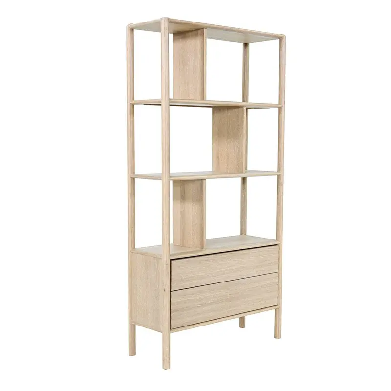 Runway Two-Tier Wooden Bookcase With Storage Drawers 1