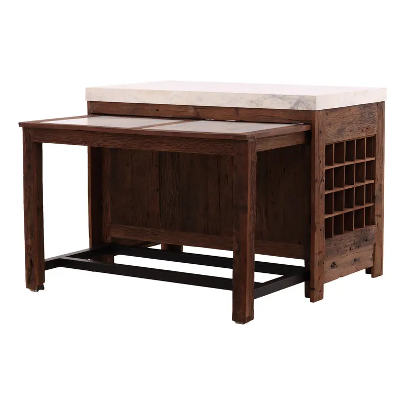 Russel Brown Wooden Home Bar Island – Rustic Modern Kitchen Or Living Space Centerpiece 1