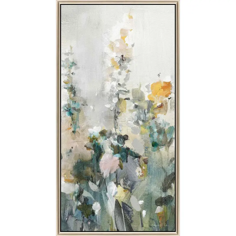 Rustic Garden Scene Canvas Art With Soft Blue Tones 1