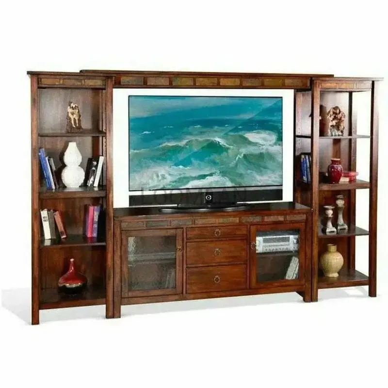 Rustic Slate-Finish Entertainment Center And Tv Stand 1