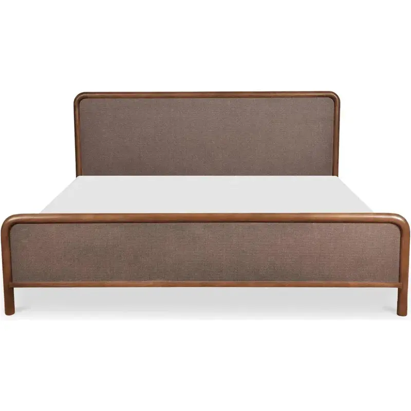 Rye Warm Brown Upholstered Bed – Modern Platform Style 1