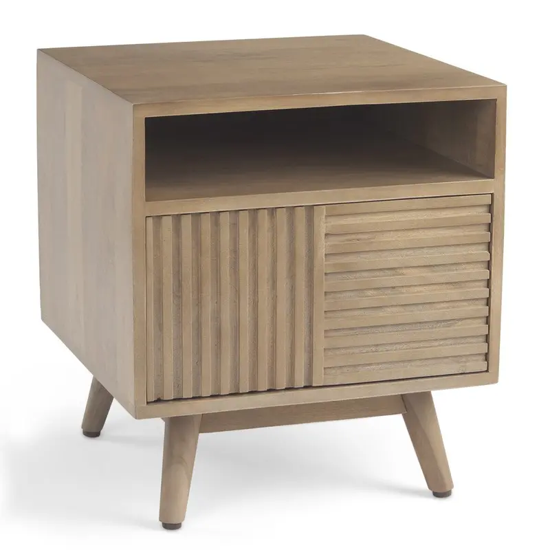 Sable Minimalist Wooden Nightstand With Single Drawer 1