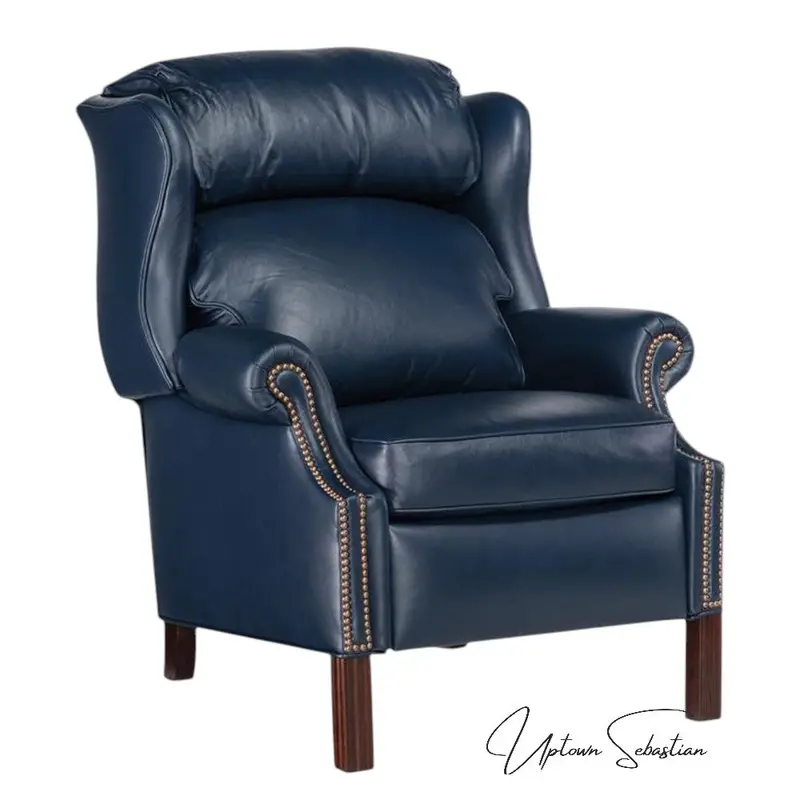 Sailor Power Recliner – Navy Blue Leather, Smooth Electric Recline 1