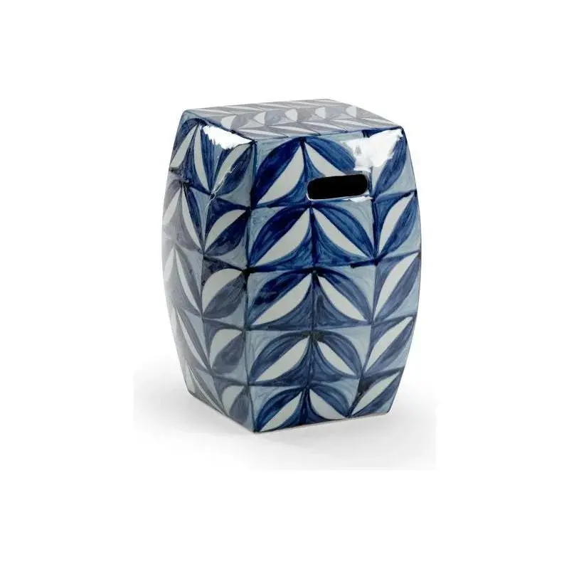Sanibel Blue Porcelain Garden Seat – Weather-Resistant Outdoor Stool 1