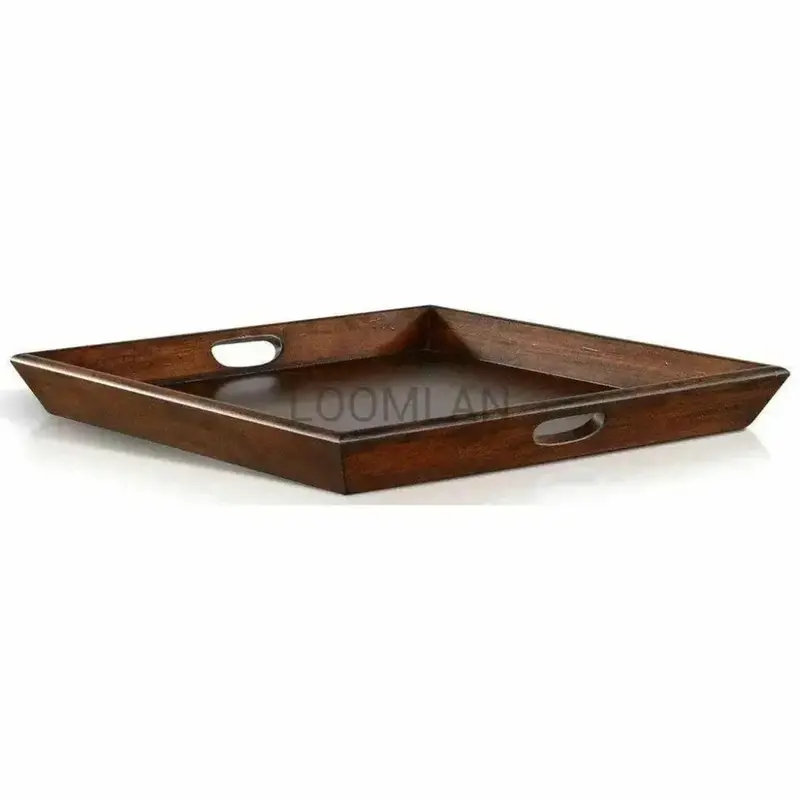 Santa Fe–Style Dark Brown Ottoman Tray 1