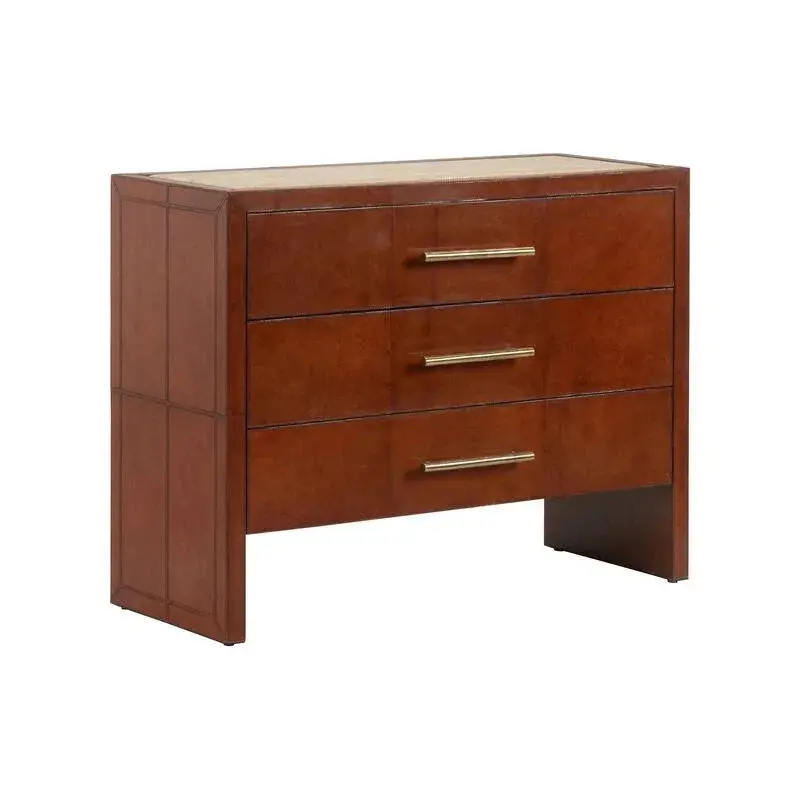 Santino Three-Drawer Brown Wood Chest 1