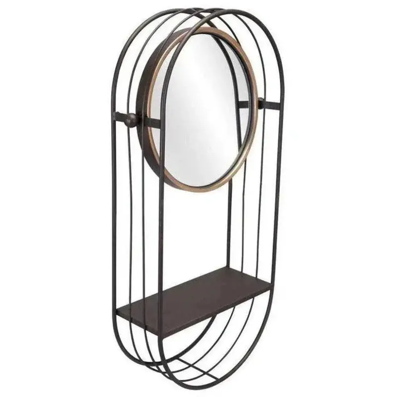 Saroni Steel Wall Mirror With Integrated Shelf 1
