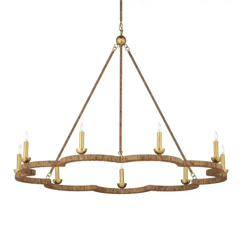 Savoie Artisanal Rattan-Wrapped Drum Chandelier 1