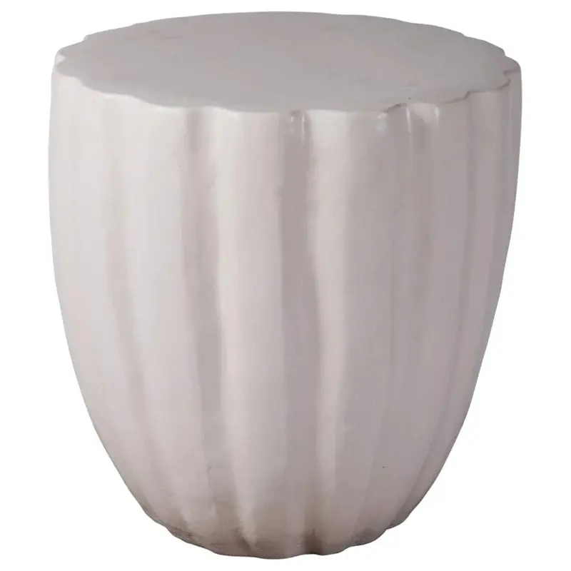 Scallop-Edged Ceramic Armless Stool For Patio Decor – Bowness 1
