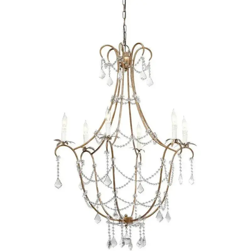 Scarlett Candle-Style Chandelier With Crystal Beads And Iron Frame 1