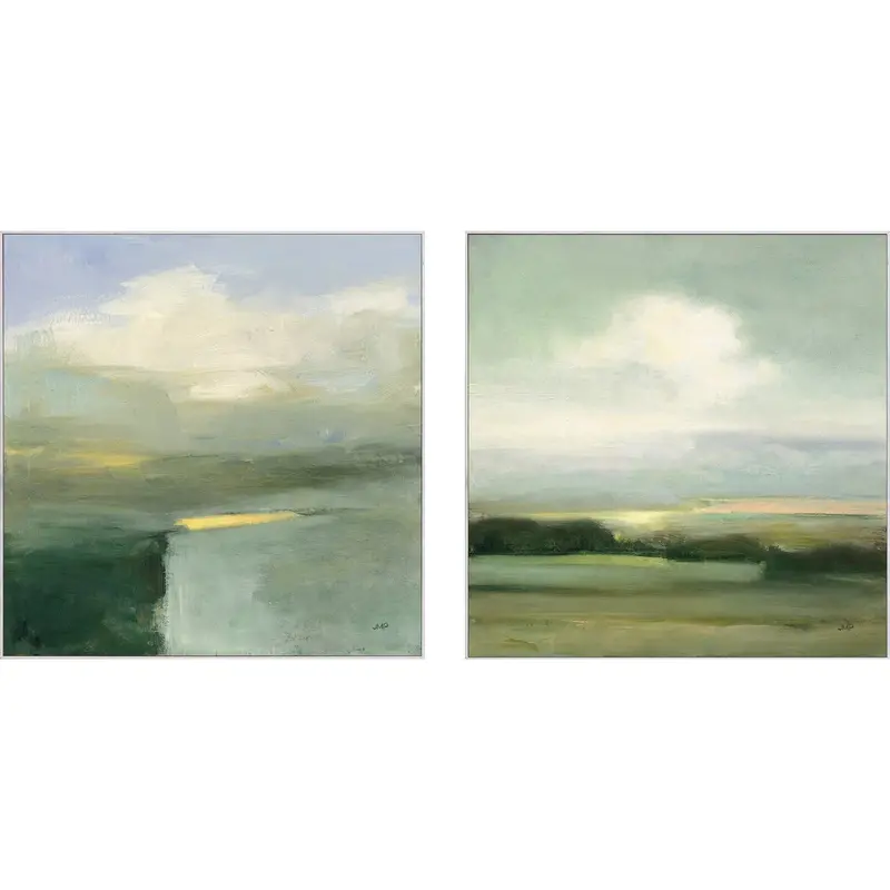 Scenic View Wall Art – 2-Piece Green Wood Framed Set 1