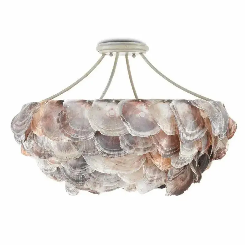 Seahouse Chandelier With Smoke-Finished Wood And Natural Shell Details 1