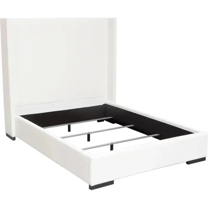 Seattle White Linen Queen-Sized Bed Frame 1