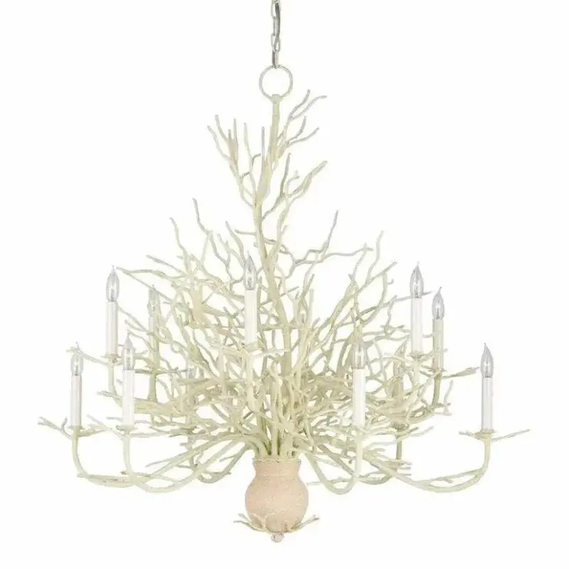 Seaward Large Chandelier In White Coral And Natural Sand Finish 1