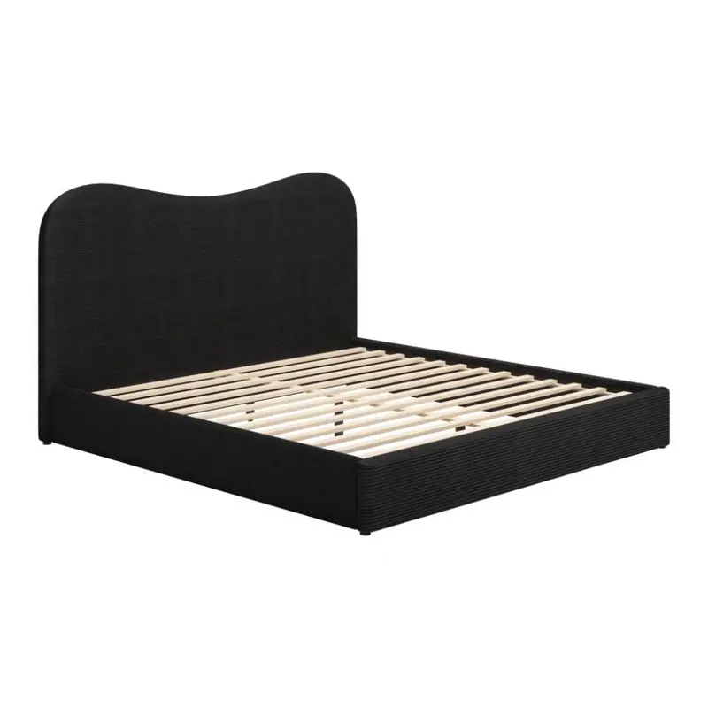 Sele Luxe Black Velvet Modern Platform Bed Frame 1