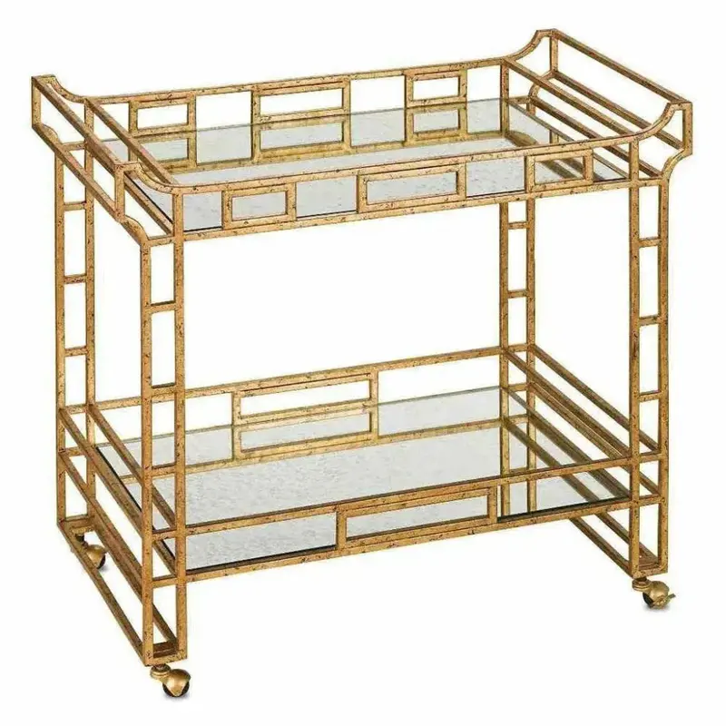 Seneca Gold Leaf Odeon Bar Cart – Antique Roche-Inspired Design 1