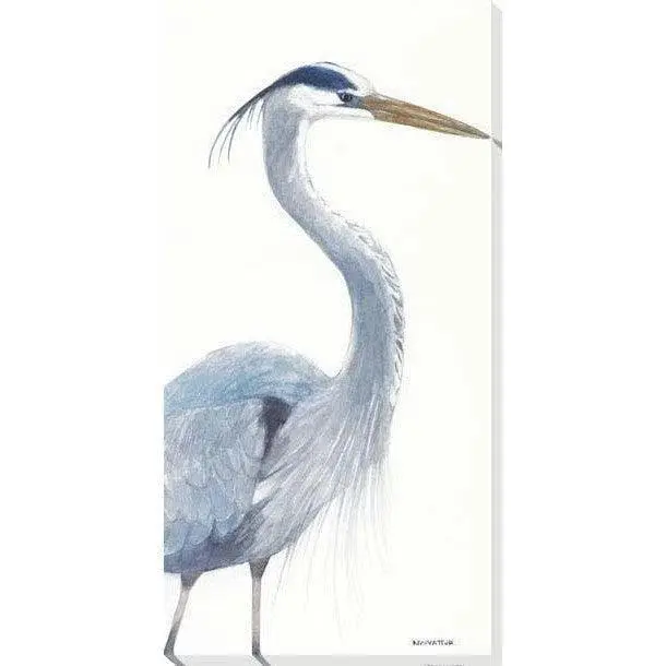 Serene Blue Heron Coastal Canvas Art 1