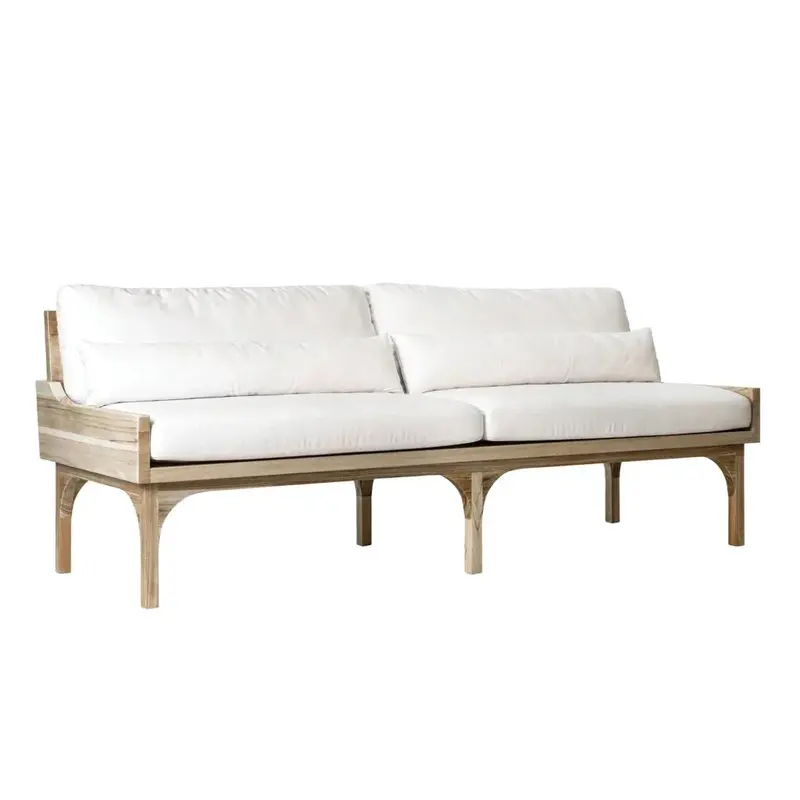 Serenique Sun-Bleached Teak Outdoor 3-Seat Sofa 1