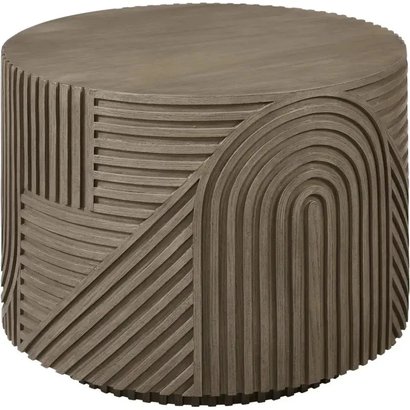 Serenity Brown Round Drum Outdoor Accent Table 1