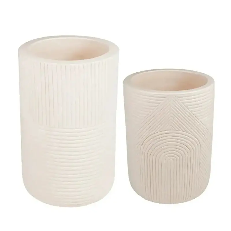 Serenity White Ceramic Planter Set – Pair For Outdoor Decor 1