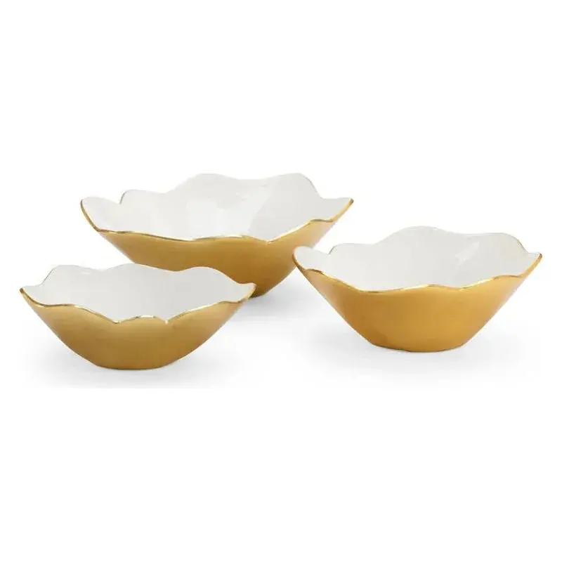 Set Of 3 Enameled Decorative Bowls In Coordinating Sizes 1