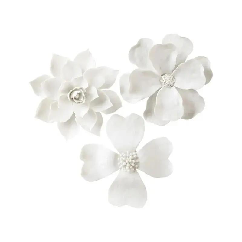 Set Of 3 Porcelain Wall-Mounted Floral Sculptures 1