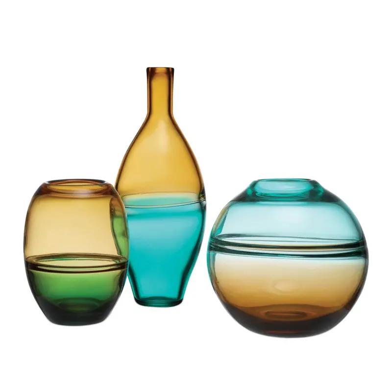 Set Of Three Tapio Glass Vases In Assorted Colors 1