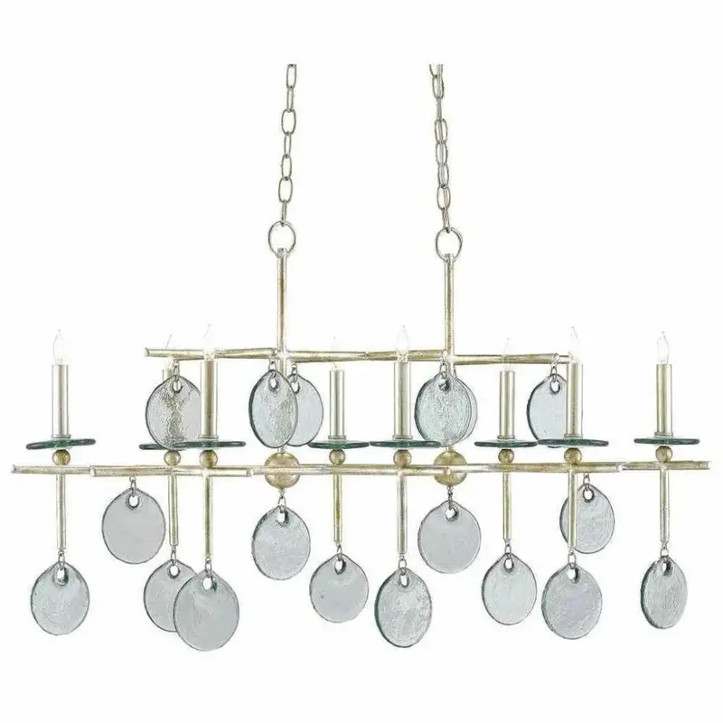 Sethos Granello Rectangular Silver Leaf Chandelier 1