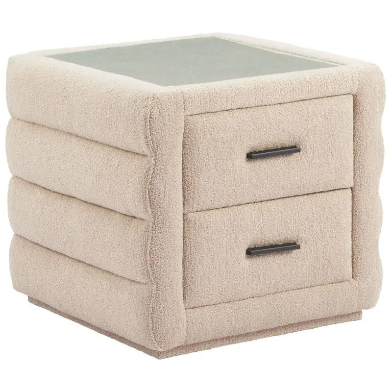 Shearling Fabric Nightstand With Two Drawers – Soft-Touch Bedroom Storage Unit 1