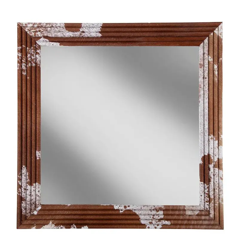 Shirley Wall Mirror Featuring Genuine Hair-On-Hide Frame And Contemporary Shape 1