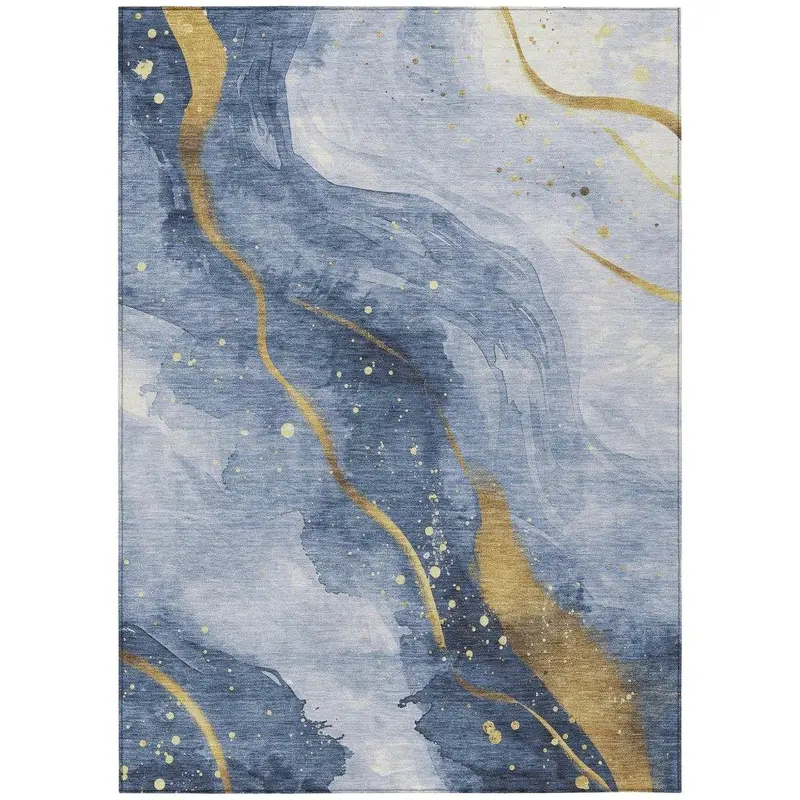 Silavie Blue Contemporary Outdoor Area Rug 2