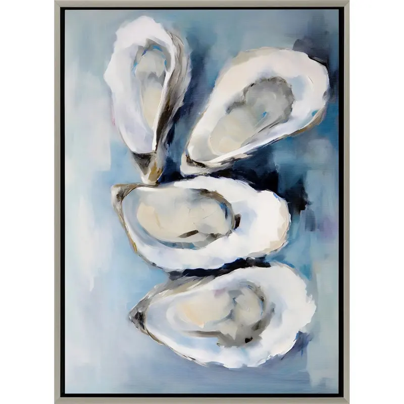 Silver Oyster Canvas Art In Floater Frame 1