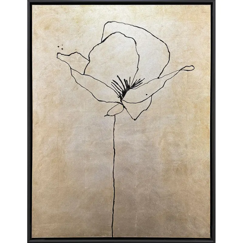 Silver Poppy Botanical Canvas Art – Wooden Frame Display 1