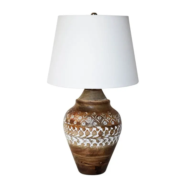 Skye Antique-Finish Wooden Table Lamp – Distressed Craftsmanship 1