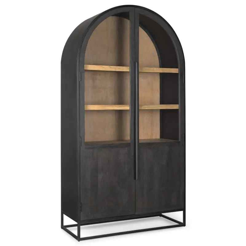Sloan Two-Door Solid Wood Bookcase With Shelves 1