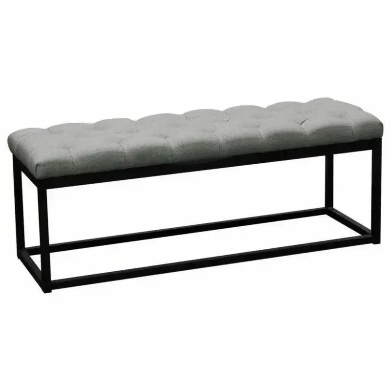 Small Tufted Linen Bedroom Bench In Grey 1