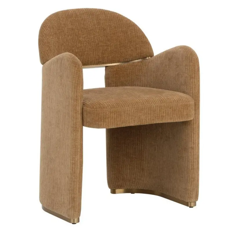 Snowden Rich Brown Fabric Dining Armchair 1