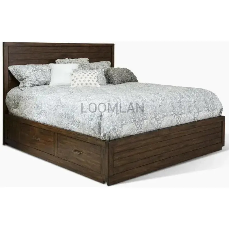 Solid Wood Platform Bed With Integrated Storage Drawers 1