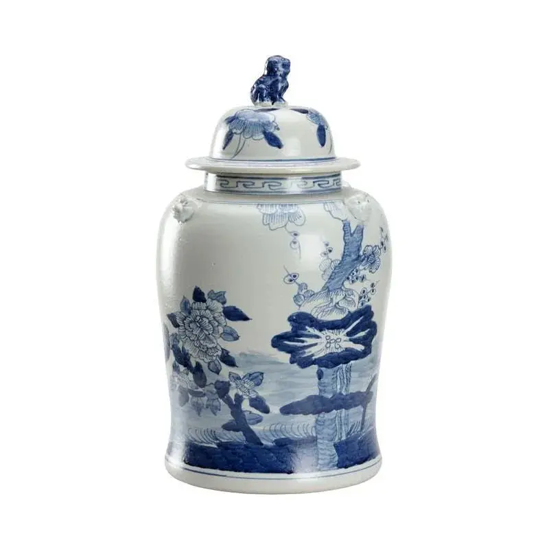 Song Garden Ginger Jar – Hand-Glazed Blue Ceramic Container 1
